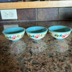 Set of 3 The Pioneer Woman Floral Dipping Bowls Mini Stoneware 3.1"